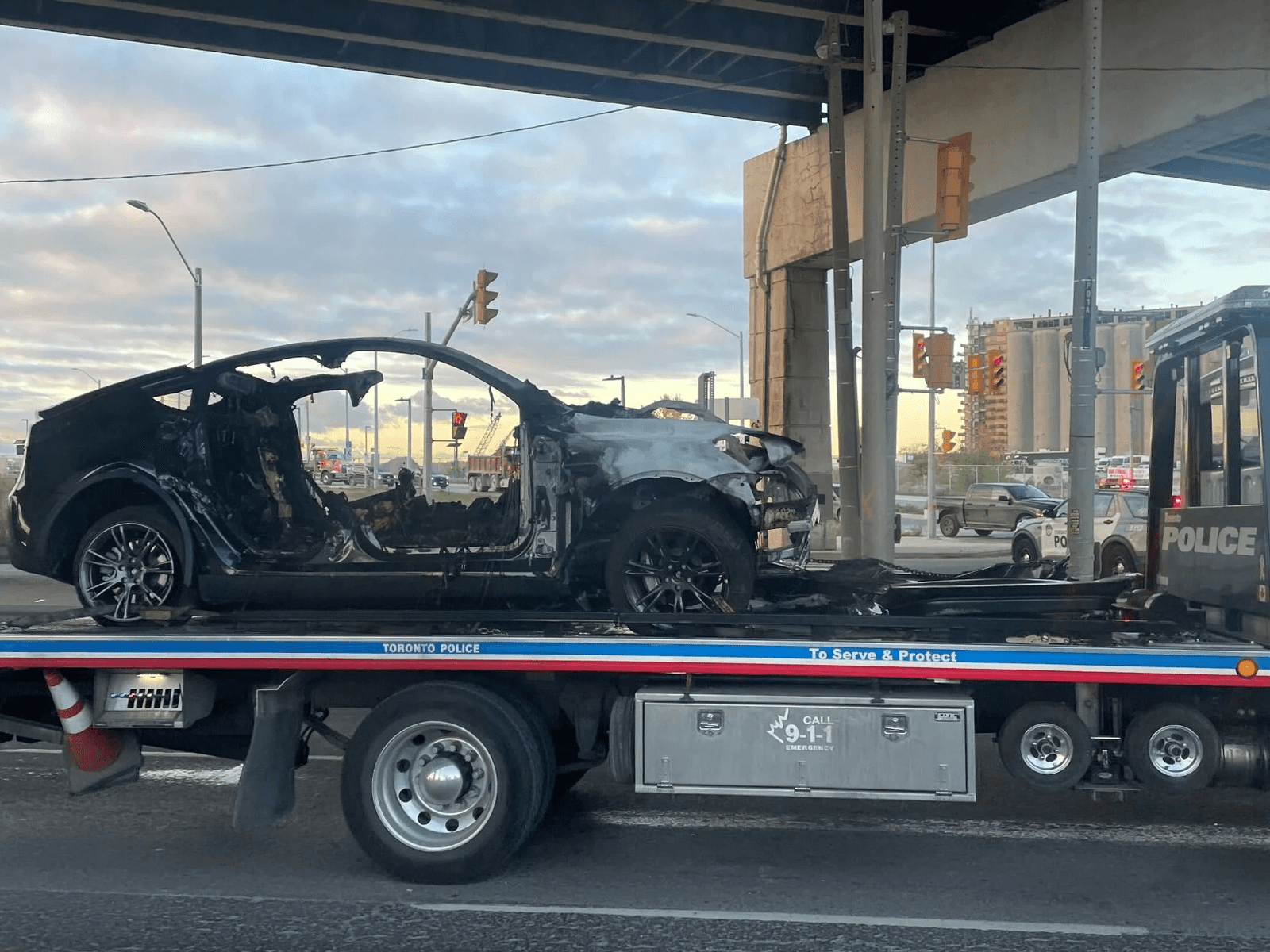 Fiery Tesla Crash in Canada